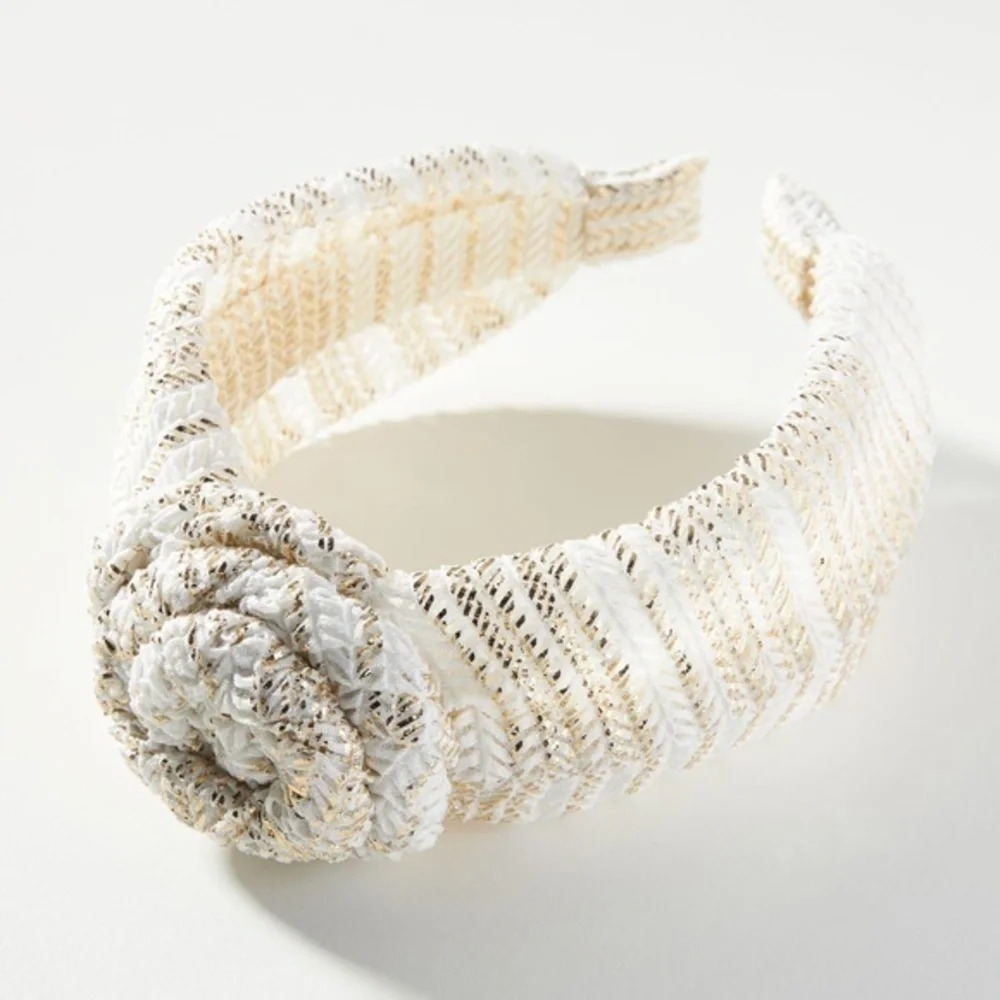 Anthropologie Metallic Rosette Knotted Headband